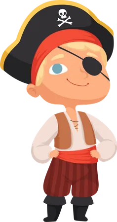 Kinder tragen Piratenkostüm  Illustration