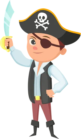 Kinder tragen Piratenkostüm  Illustration
