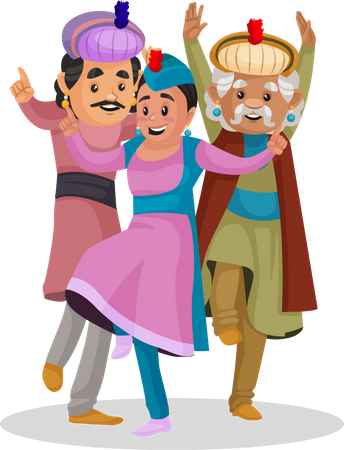 King Akbar dancing with people  Illustration