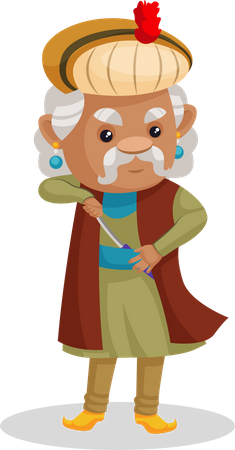 King Akbar with a sword  Illustration