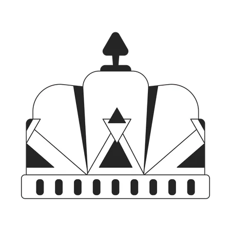 King Crown Flat Monochrome Isolated Vector Object Monarch Golden Accessory For Head Coronation Editable Black And White Line Art Drawing Simple Outline Spot Illustration For Web Graphic Design Illustration