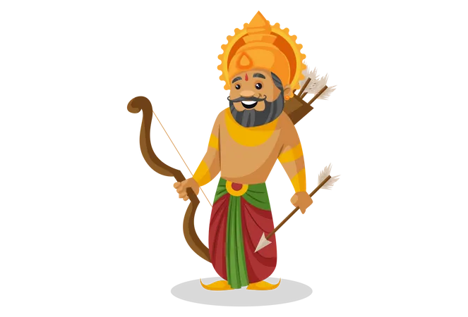 King Dasharatha holding bow and arrow Illustration