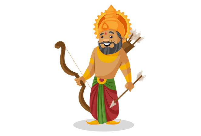 King Dasharatha holding bow and arrow  Illustration