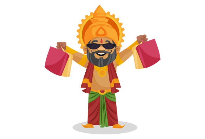 King Dasharatha holding shopping bag  Illustration