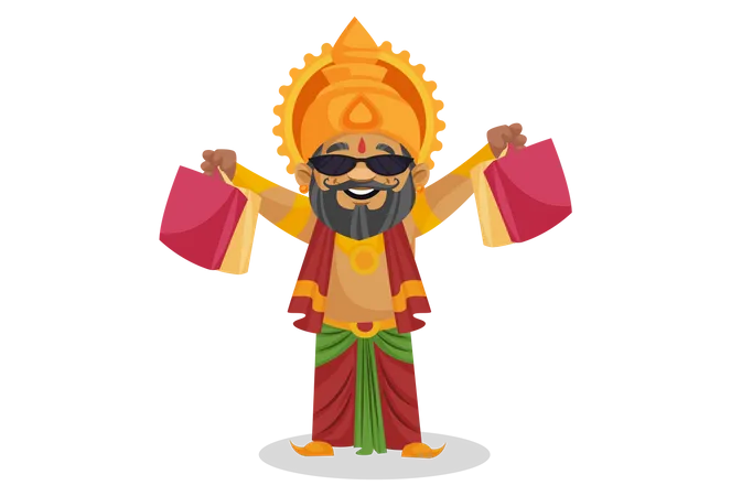 King Dasharatha holding shopping bag  Illustration