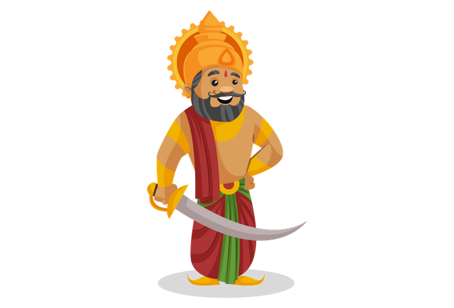 King Dasharatha holding sword Illustration