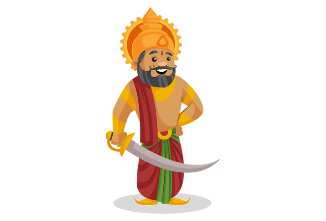 King Dasharatha holding sword  Illustration