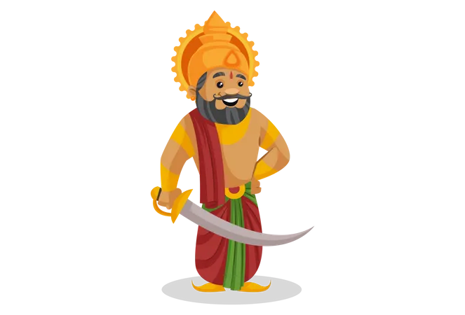 King Dasharatha holding sword  Illustration