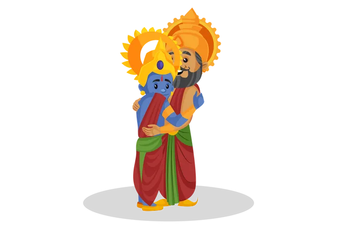 King Dasharatha hugging lord ram Illustration