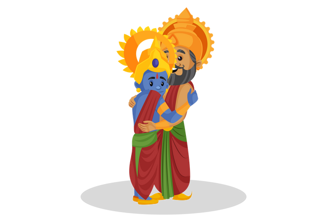 King Dasharatha hugging lord ram  Illustration