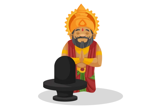 King Dasharatha praying to lord shiva Illustration