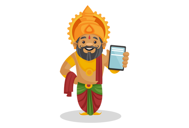 King Dasharatha showing mobile  Illustration