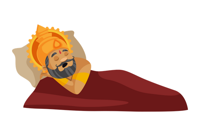 King Dasharatha sleeping Illustration
