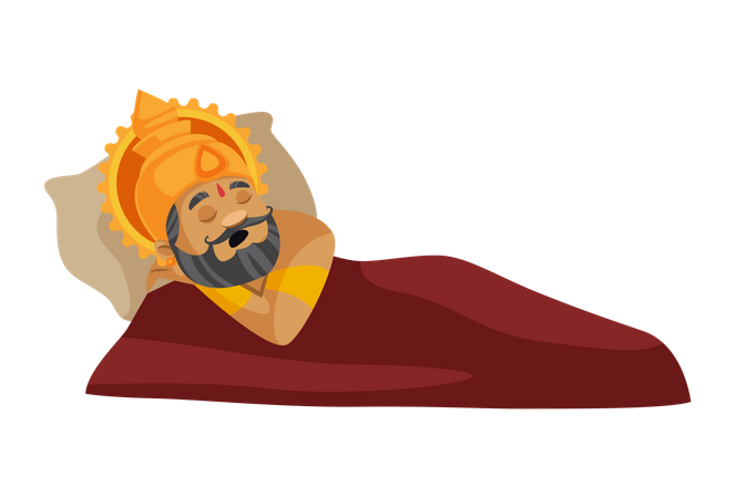 King Dasharatha sleeping  Illustration