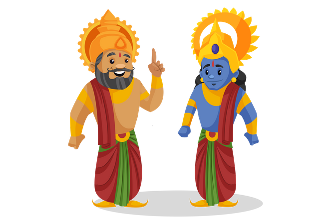 King Dasharatha standing with lord ram  Illustration