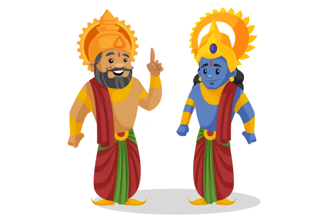 King Dasharatha standing with lord ram  Illustration