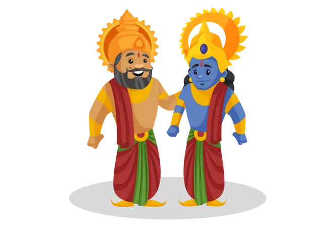 King Dasharatha standing with lord rama Illustration