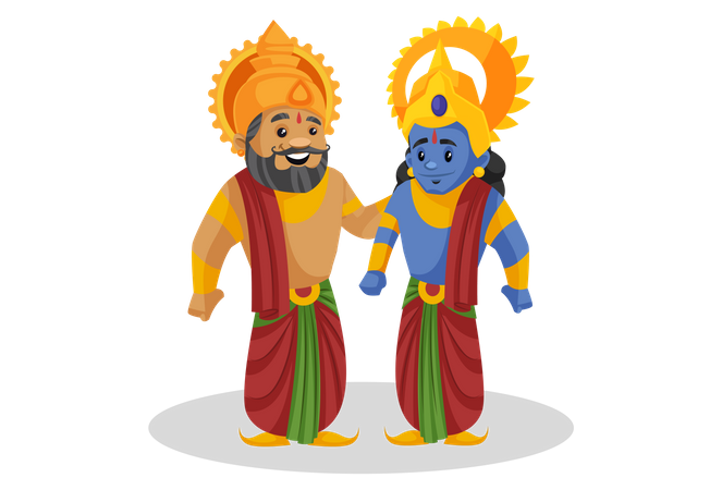 King Dasharatha standing with lord rama  Illustration