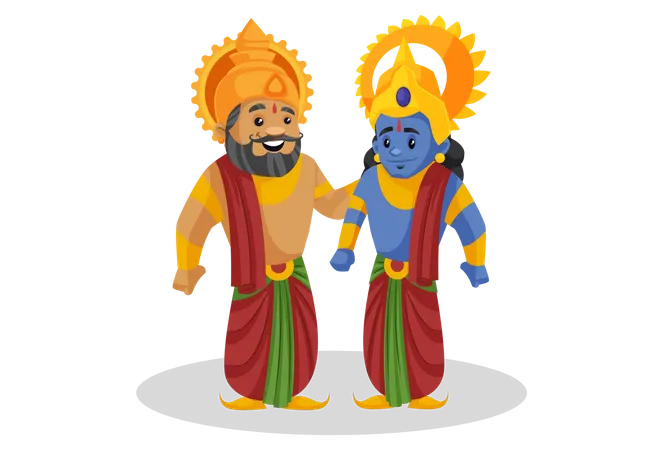 King Dasharatha standing with lord rama  Illustration