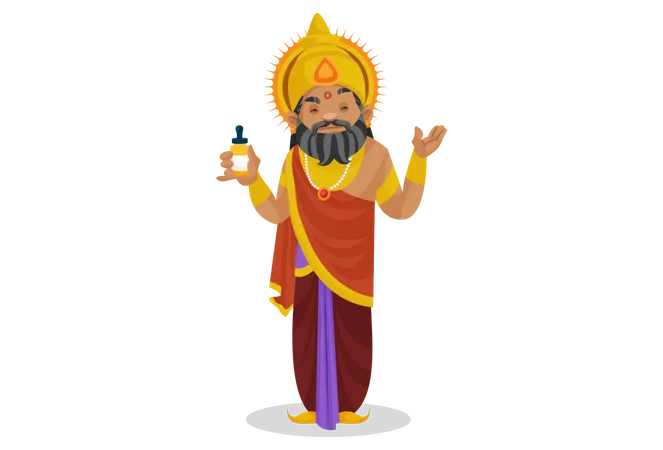 King Dhritarashtra holding bottle  Illustration