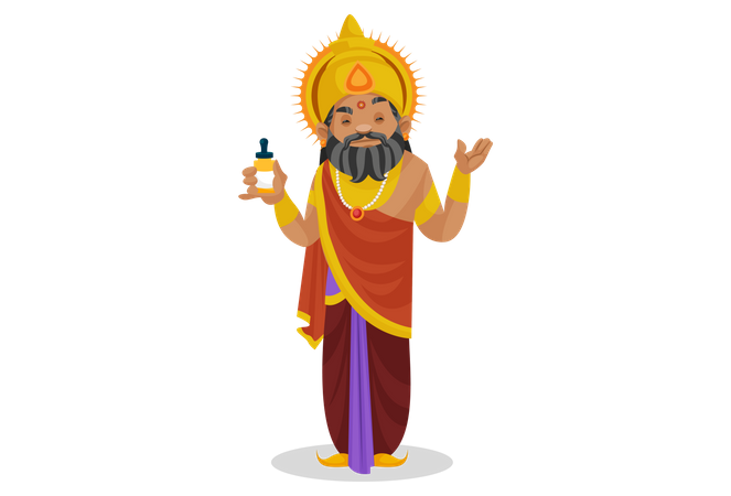 King Dhritarashtra holding bottle  Illustration