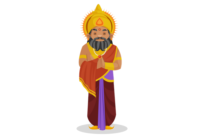 King Dhritarashtra standing with welcome pose  イラスト