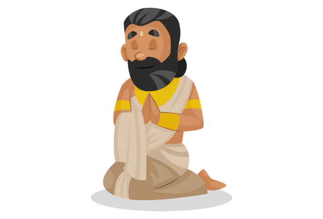 King janak praying to god  Illustration