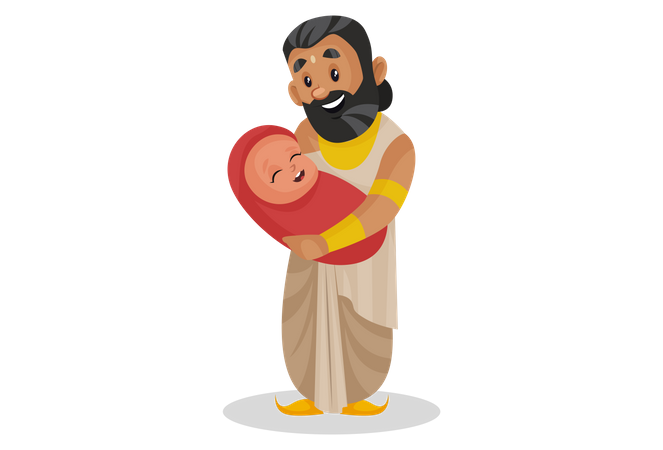 King janaka carrying kid in his arm  Illustration