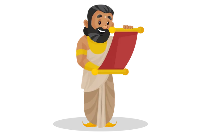 King janaka reading letter  Illustration