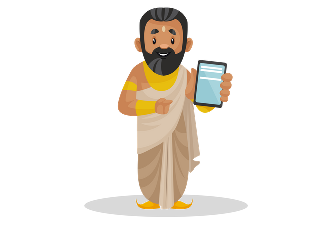 King janaka showing mobile  Illustration