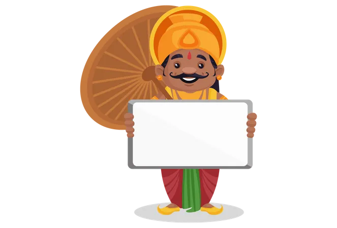 King Mahabali is holding an empty board in hand  Illustration