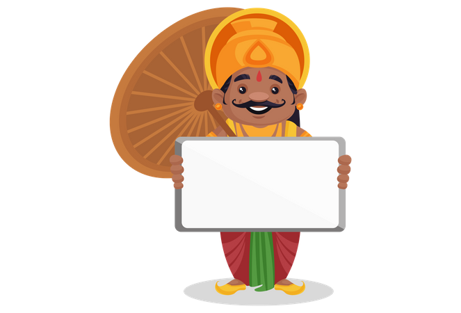 King Mahabali is holding an empty board in hand  Illustration