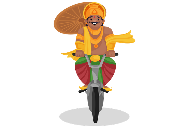 King Mahabali riding a bicycle  Illustration