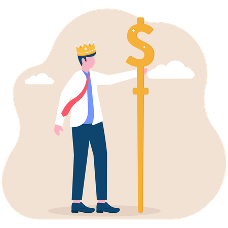 King of businessman with Gold dollar symbol  Illustration