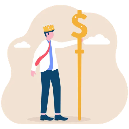 King of businessman with Gold dollar symbol  Illustration