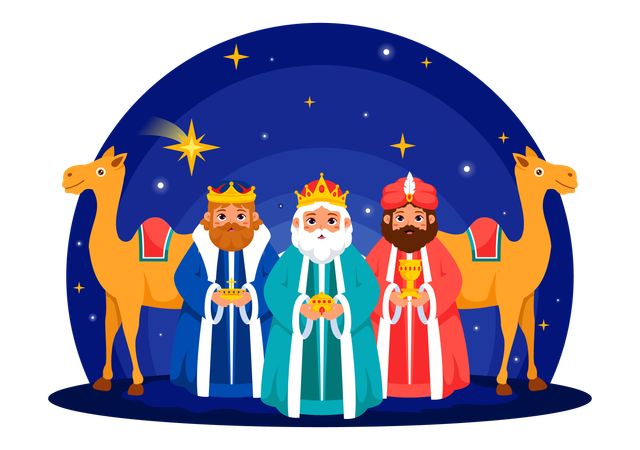 Kings standing with camel  Illustration