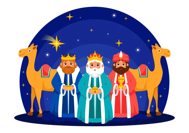 Kings standing with camel  Illustration