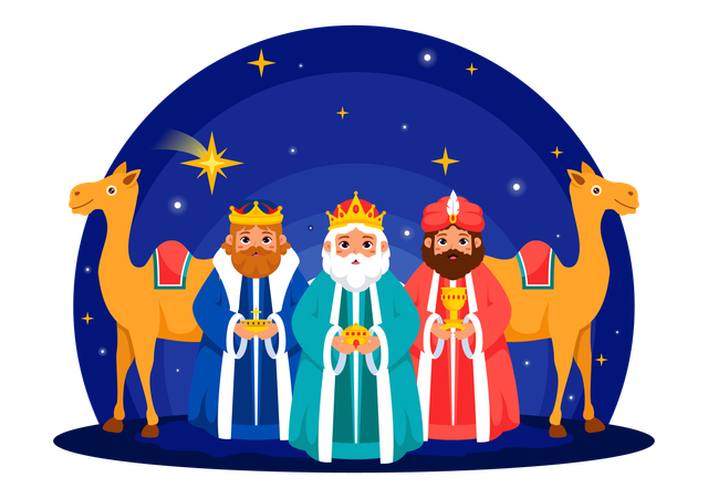 Kings standing with camel  Illustration