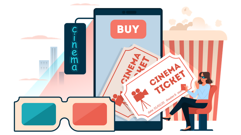 Kinoticket online buchen  Illustration