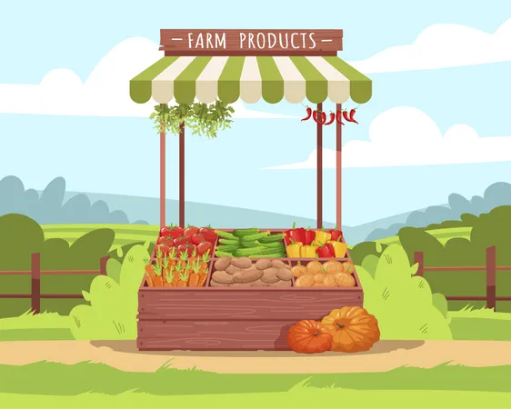 Kiosk für frisches Bauerngemüse  Illustration