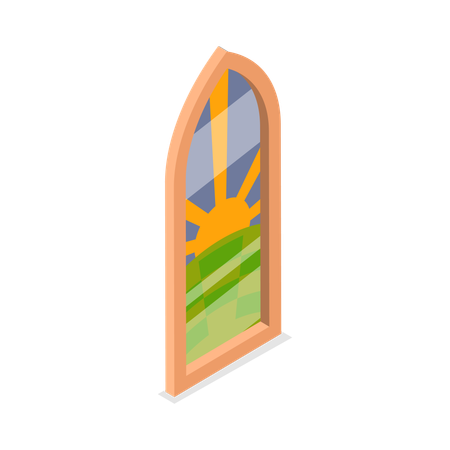 Kirche gebeizt Bogenfenster  Illustration