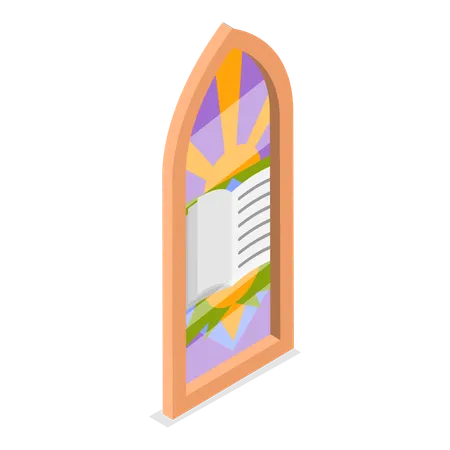 Kirche gebeizt Bogenfenster  Illustration