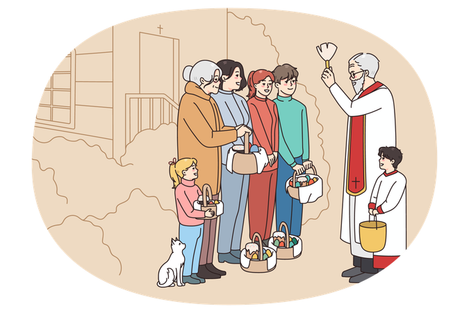 Kirchenvater gibt den Menschen seinen Segen  Illustration