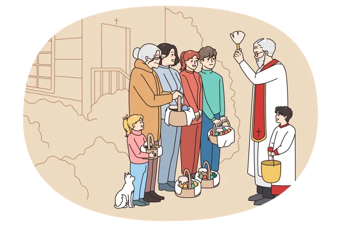 Kirchenvater gibt den Menschen seinen Segen  Illustration