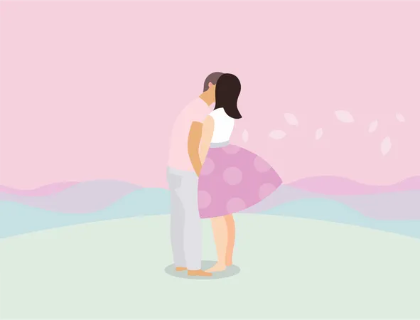 Kissing dating couple Illustration