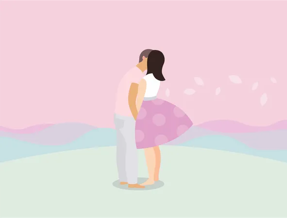 Kissing dating couple  Illustration