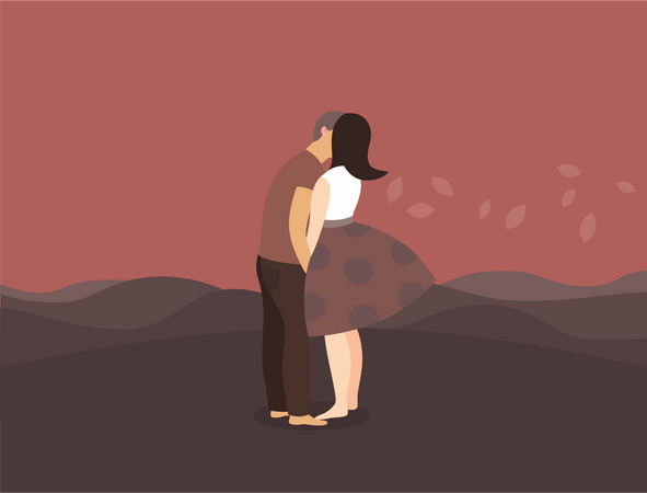 Kissing mature couple  Illustration