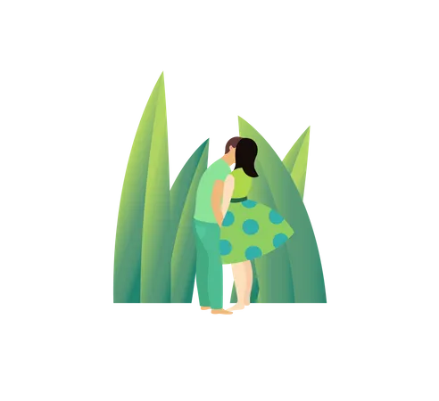 Kissing on forest Illustration