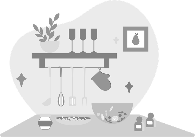 Kitchen and Delicious Recipe  Illustration