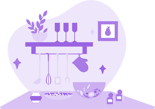 Kitchen and Delicious Recipe  Illustration